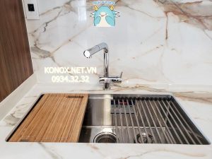z3375668712797 813cca309d9dcbf1b067e5ea3d4ac24f - Topmount sink KN8050TSSiphon, thớt gỗ, roll mat KONOX