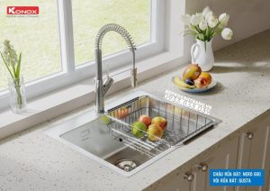 z3558033173765 416e977b23e49feda815b01fcc80d99d 1 - Granite sink Ruvita 680 BlackSiphon, giá úp bát inox KONOX