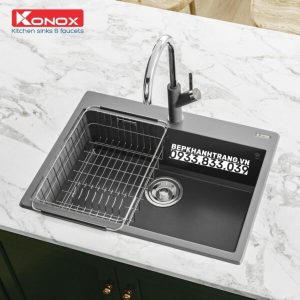 z3558033192492 a22f0d5700d3a6fa7f3a1e47d1646a28 1 - Granite sink Ruvita 680 BlackSiphon, giá úp bát inox KONOX