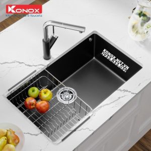 z3558033194158 7b65e645ba6abd8182645f3b26f25755 1 2 - Undermount sink KN8046SUSiphon, thớt gỗ, roll mat KONOX