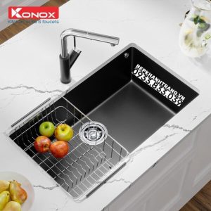z3558033194158 7b65e645ba6abd8182645f3b26f25755 1 - Granite sink Ruvita 680 BlackSiphon, giá úp bát inox KONOX