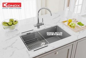 z3558033198983 a691c8ee09381c3bc880a61e983feb17 1 2 - Undermount sink KN8046SUSiphon, thớt gỗ, roll mat KONOX