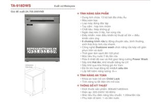z3560737187361 3894800cb3987d4dab8f09952b75853a - Máy rửa bát Lorca TA-918DWS