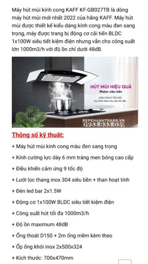 z3604702837346 b9a133efe0548bdbe1344d12187bb691 - MÁY HÚT MÙI KAFF KF-GB027TB Mới Nhất 2022