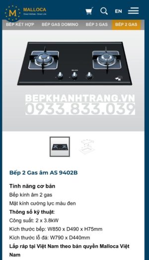 z3718983954582 aaa00e3196b19fa0a2fd32f1f1860934 - Bếp gas âm Malloca AS 9402BG