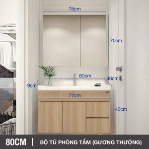 Bộ tủ phòng tắm thông minh Enic ST01 - 80cm Gương Thường