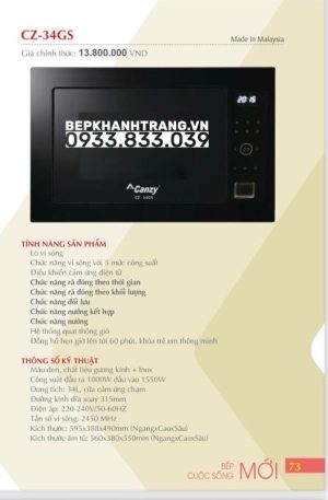 z3770607422838 4d5af5ad57585b962d5842f046866d95 - Lò vi sóng kết hợp nướng Canzy CZ-34GS