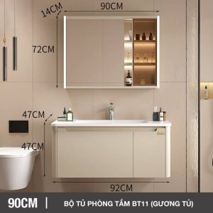 Bộ tủ phòng tắm cao cấp Enic BT11 - 90cm Gương Tủ