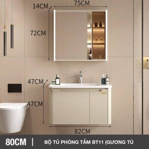 Bộ tủ phòng tắm cao cấp Enic BT11 - 80cm Gương Tủ