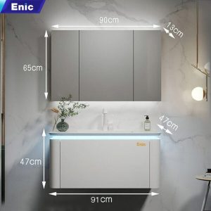 Bộ tủ phòng tắm cao cấp Enic BT - 90cm Gương Thường