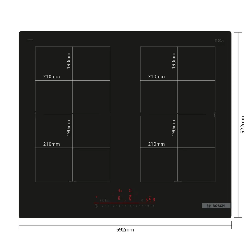 bep tu 4 vung nau bosch pvq61rhb1e serie 6 4 - Bếp từ 4 vùng nấu Bosch PVQ61RHB1E SERIE 6 Model 2025 Bếp từ 4 vùng nấu Bosch PVQ61RHB1E SERIE 6