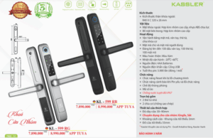 khoa van tay kassler kl 599 rb - Khóa vân tay cửa nhôm Kassler KL-599 RB tiêu chuẩn Đức