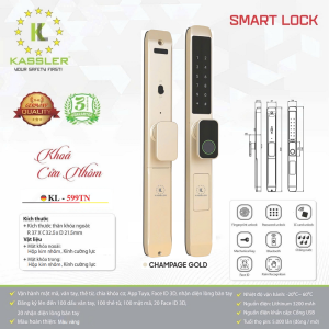 khoa van tay kassler kl 599 tn champagne gold 4 - Khóa vân tay cửa nhôm Kassler KL-599 TN Champagne Gold App, Remote tiêu chuẩn Đức