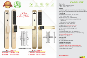 khoa van tay kassler kl 599 tn champagne gold app 1 - Khóa vân tay cửa nhôm Kassler KL-599 TN Champagne Gold App tiêu chuẩn Đức