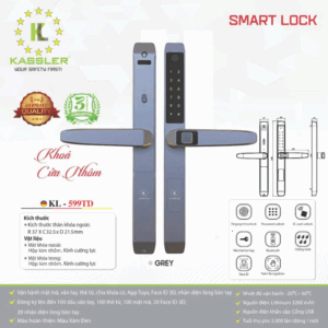 khoa van tay kassler kl 599td grey app 2 - Khóa vân tay cửa nhôm Kassler KL-599TD Grey APP tiêu chuẩn Đức