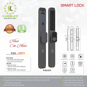 khoa van tay kassler kl 599tn black app - Khóa vân tay cửa nhôm Kassler KL-599TN Black APP tiêu chuẩn Đức