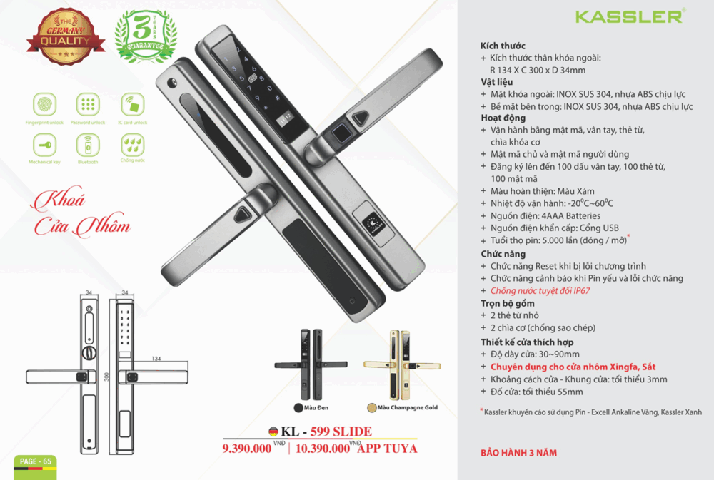 khoa kassler kl 599 slide champagne gold app 5 - Khóa cửa nhôm Kassler KL-599 SLIDE CHAMPAGNE GOLD APP tiêu chuẩn Đức Khóa cửa nhôm Kassler KL-599 SLIDE CHAMPAGNE GOLD APP tiêu chuẩn Đức