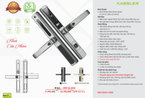 khoa van tay kassler kl 599 slide champagne gold 1 - Khóa vân tay cửa nhôm Kassler KL-599 SLIDE CHAMPAGNE GOLD tiêu chuẩn Đức