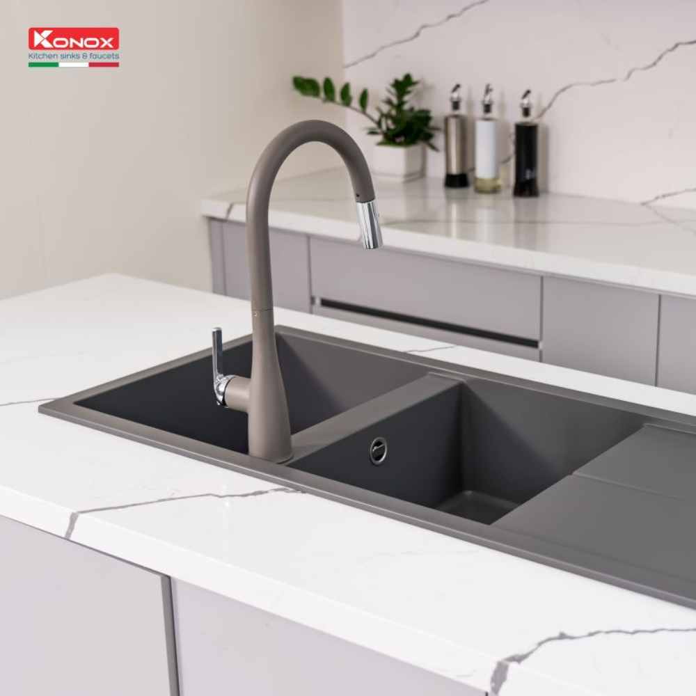 Chau rua bat Konox LIVELLO SMART 1160 Grey 1 - Chậu rửa bát Konox LIVELLO SMART 1160 Grey Chậu rửa bát Konox LIVELLO SMART 1160 Grey