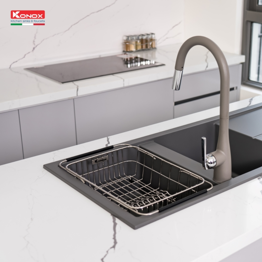 Chau rua bat Konox LIVELLO SMART 1160 Grey 2 - Chậu rửa bát Konox LIVELLO SMART 1160 Grey Chậu rửa bát Konox LIVELLO SMART 1160 Grey