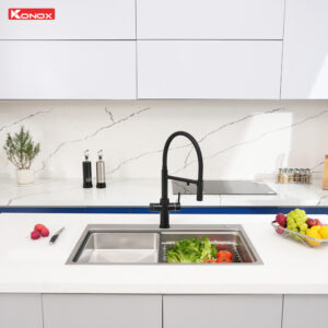 chau rua bat 1 ho chong xuoc Konox KN8048TS Dekor - Chậu rửa bát KONOX KN8048TS DEKOR