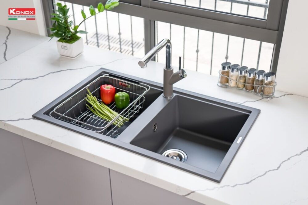 chau rua bat da granite konox phoenix mau xam 4 1024x684 1 - Chậu rửa bát Konox PHOENIX SMART 860 Grey Chậu rửa bát Konox PHOENIX SMART 860 Grey