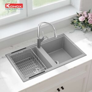 chau rua bat granite sink Phoenix 860 grey 1024x1024 1 - Chậu rửa bát Konox PHOENIX SMART 860 Grey Chậu rửa bát Konox PHOENIX SMART 860 Grey