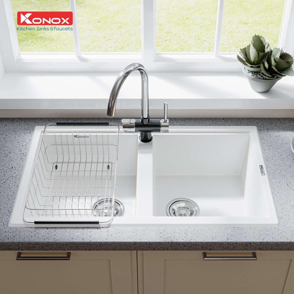 chau rua bat granite sink Phoenix 860 silver - Chậu rửa bát Konox PHOENIX SMART 860 White Silver chau rua bat granite sink Phoenix 860 silver - Chậu rửa bát Konox PHOENIX SMART 860 White Silver