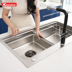 phoi canh chau rua bat 1 ho chong xuoc Konox KN8751TS Dekor 3 - Chậu rửa bát KONOX KN8751TS DEKOR