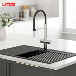voi rua bat than mem 3 duong nuoc Konox Combi Chrome 1 - Vòi rửa chén KONOX Combi Chrome