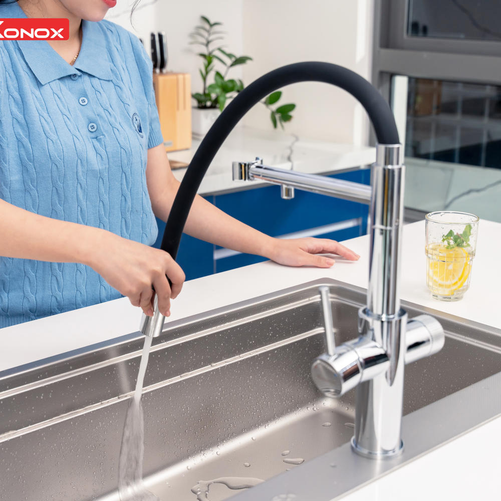 voi rua bat than mem 3 duong nuoc Konox Combi Chrome 5 - Vòi rửa chén KONOX Combi Chrome Vòi rửa chén KONOX Combi Chrome