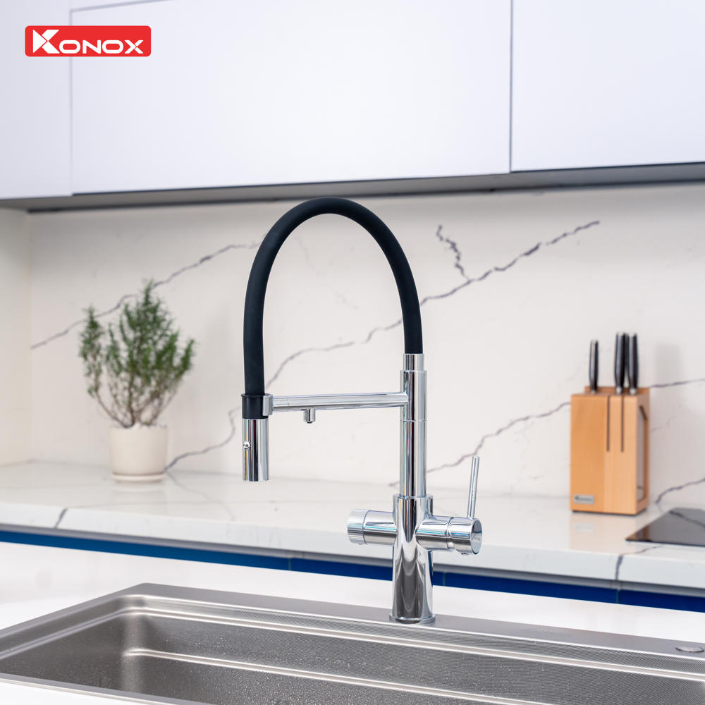 voi rua bat than mem 3 duong nuoc Konox Combi Chrome 7 - Vòi rửa chén KONOX Combi Chrome Vòi rửa chén KONOX Combi Chrome