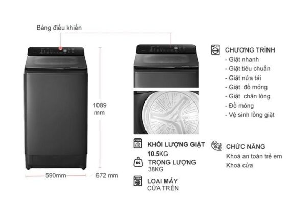 H0MVW0TGG 570x400 1 - MÁY GIẶT HITACHI 10.5 KG LTL H0MVW0T(GG) MÁY GIẶT HITACHI 10.5 KG LTL H0MVW0T(GG)