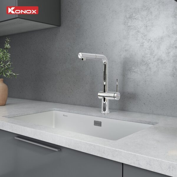 Voi mau Chrome Vuong 600x600 1 - VÒI RỬA BÁT DÂY RÚT KONOX STREAM SMART CHROME VÒI RỬA BÁT DÂY RÚT KONOX STREAM SMART CHROME