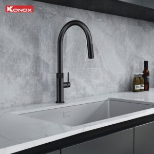 Voi mau Gunmetal Left 1 - VÒI RỬA BÁT DÂY RÚT KONOX LASI GUN METAL