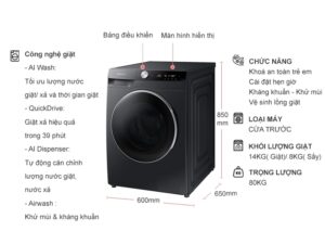 Máy giặt sấy Samsung Inverter 14/8kg WD14TP44DSB/SV