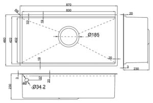 BV GS11 76D N - Trang Chủ CHẬU RỬA BÁT 1 HỐ GARIS GS11.87D