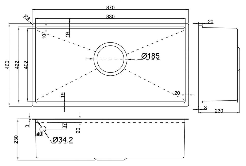 BV GS11 76D N - CHẬU RỬA BÁT 1 HỐ GARIS GS11.87D CHẬU RỬA BÁT 1 HỐ GARIS GS11.87D