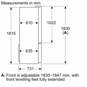 Tủ lạnh 4 cánh 646 lít Bosch KFN96AXEA Đen Nhám