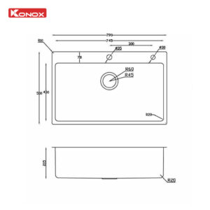 ban ve STELO 790 1 - CHẬU RỬA BÁT KONOX TURKEY SINK STELO 790