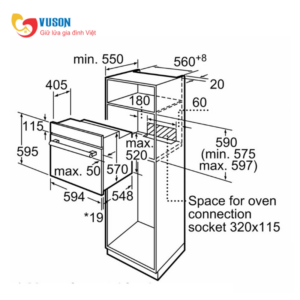 2 HBF512BS1H - Trang Chủ Lò nướng âm tủ Bosch HBF512BS1H 66L - series 2