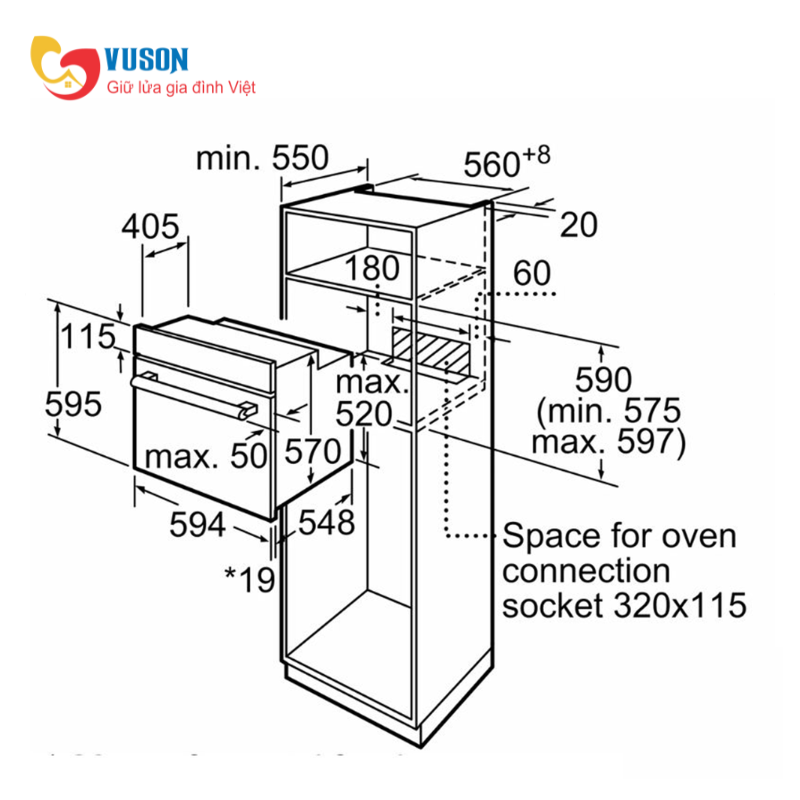 2 HBF512BS1H - Lò nướng âm tủ Bosch HBF512BS1H 66L - series 2 Lò nướng âm tủ Bosch HBF512BS1H 66L - series 2