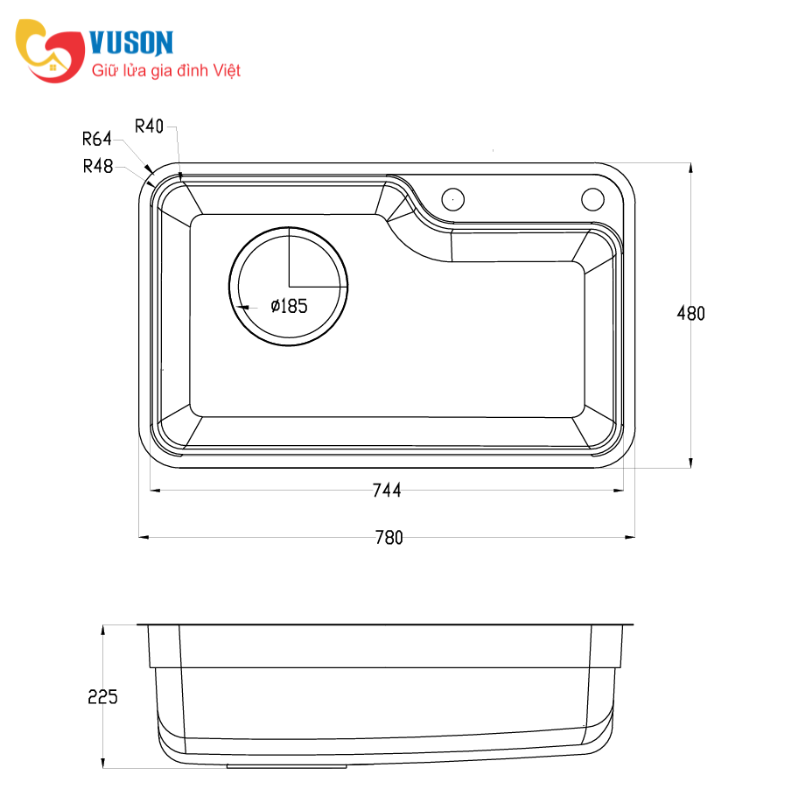 2 KF7848FS DO Basic - Chậu rửa bát Kluger KF7848FS-DO Basic Chậu rửa bát Kluger KF7848FS-DO Basic