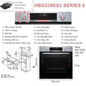 Lò nướng âm tủ Series 6 Bosch HBG536ES3
