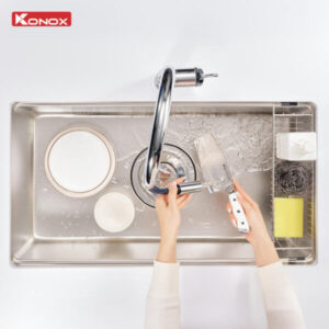 bon rua chen 1 ngan chong xuoc Konox Dekor 8044SU 600x600 2 - CHẬU RỬA BÁT KONOX WORKSTATION SINK DEKOR KN8044SU